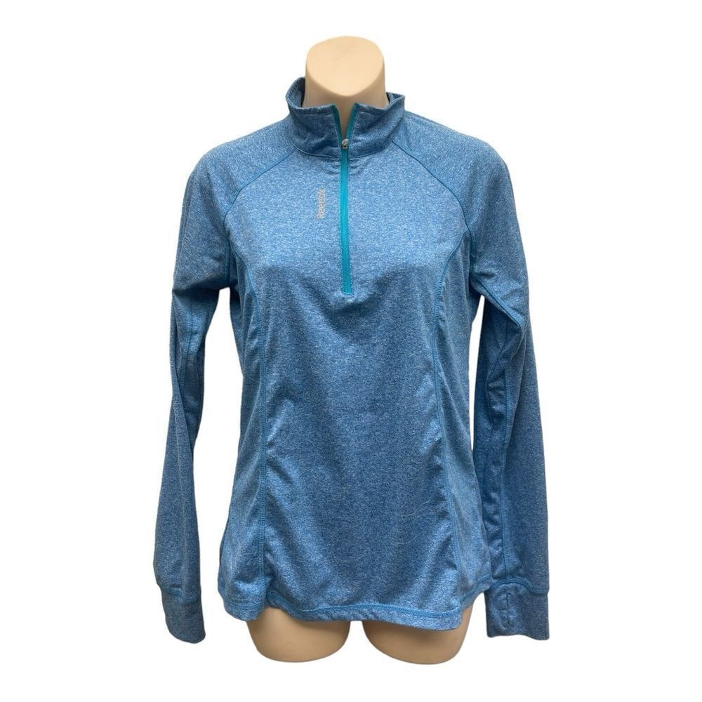 Reebok Women Pullover Size Small Blue Long Sleeve Quick Dry Half Zip EUC